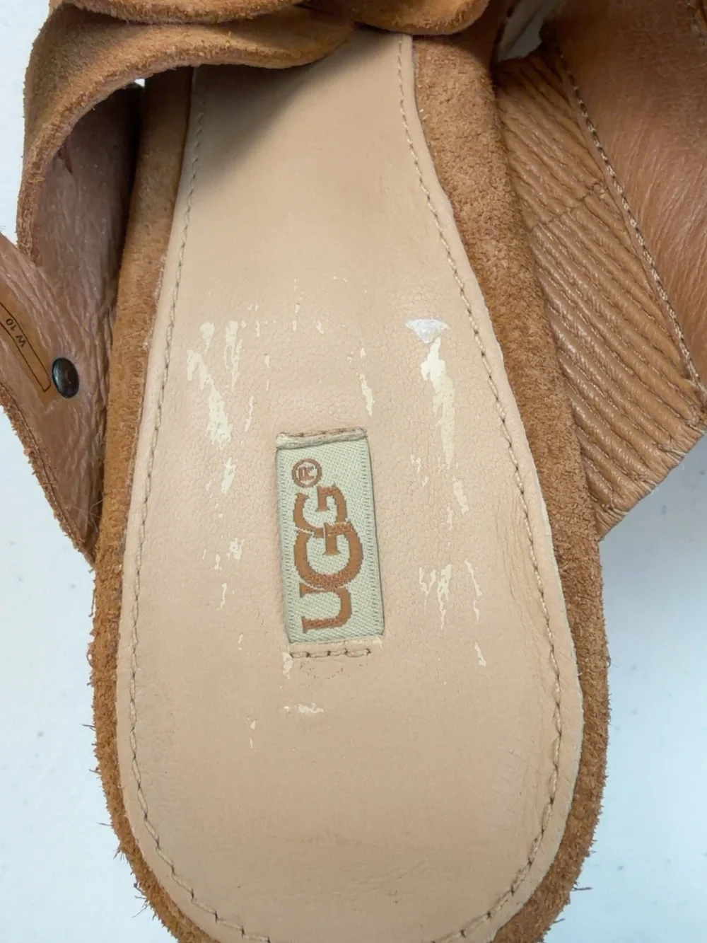 UGG Marta Chestnut Suede Woven Cork Wedge Sandals Women’s Size 10